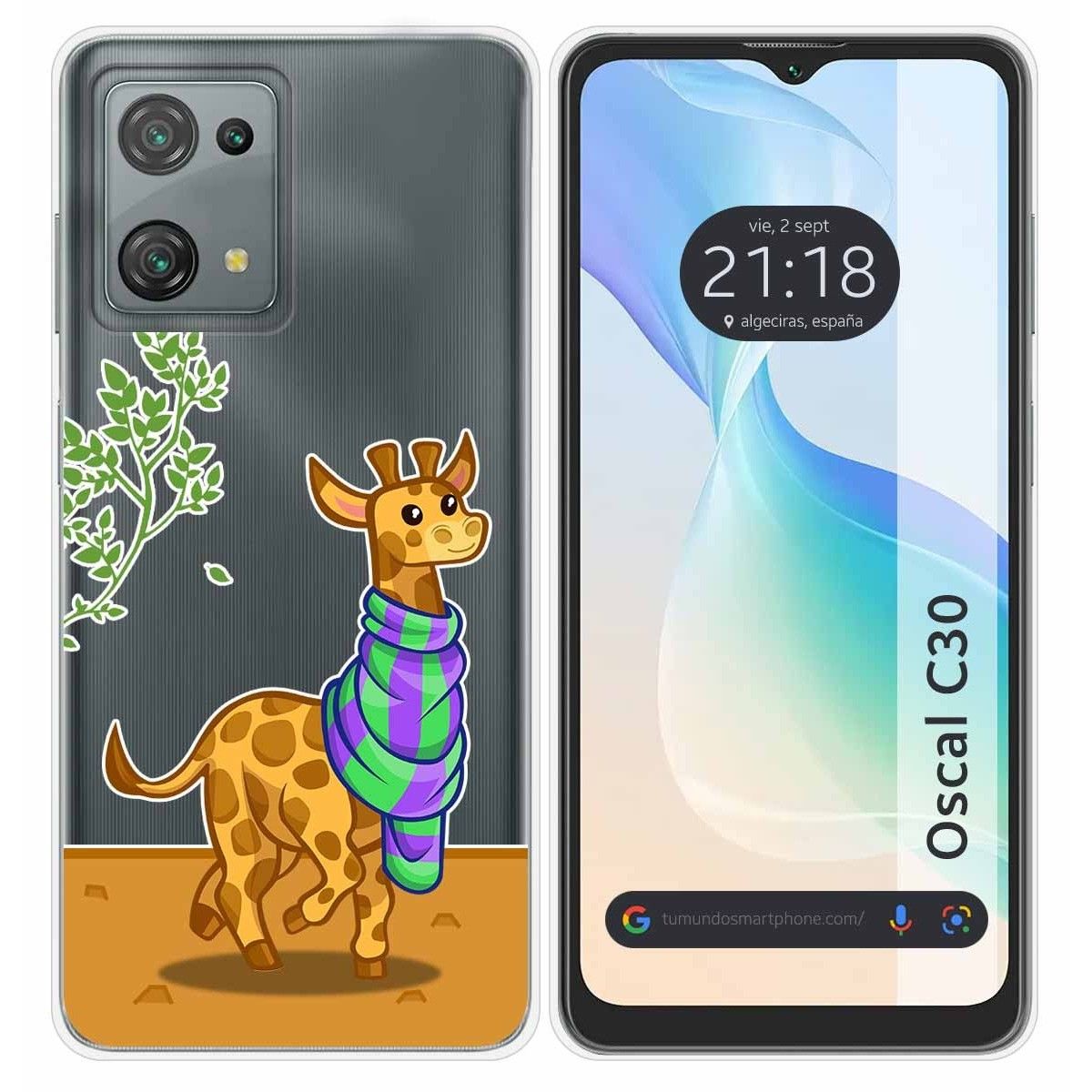 Funda Silicona Transparente para Blackview Oscal C30 / C30 Pro diseño Jirafa Dibujos