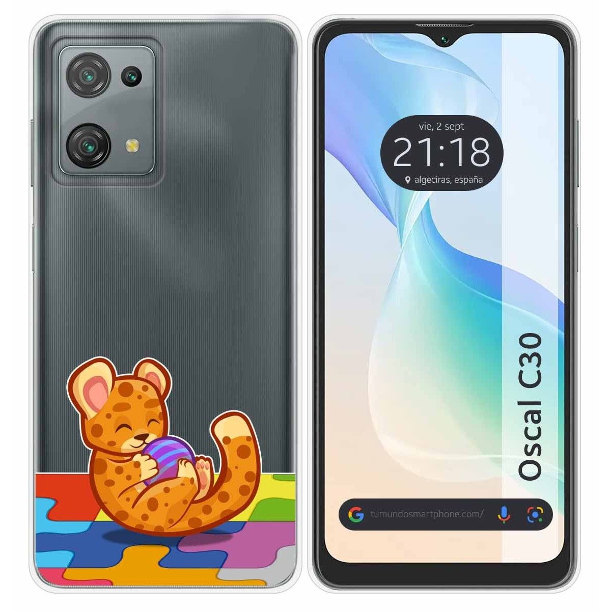 Funda Silicona Transparente para Blackview Oscal C30 / C30 Pro diseño Leopardo Dibujos