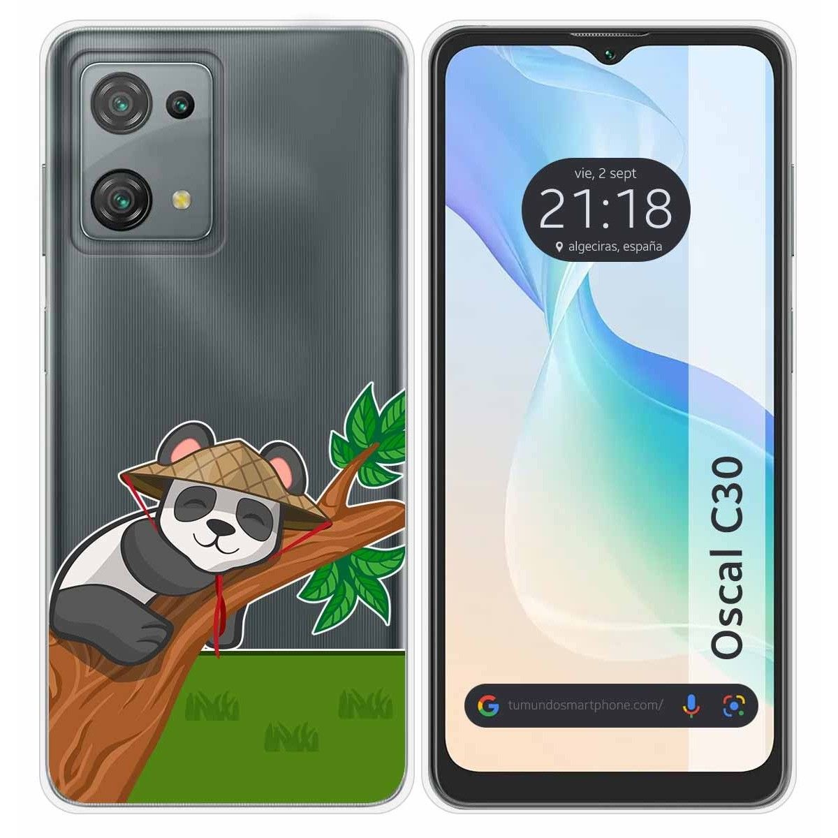 Funda Silicona Transparente para Blackview Oscal C30 / C30 Pro diseño Panda Dibujos