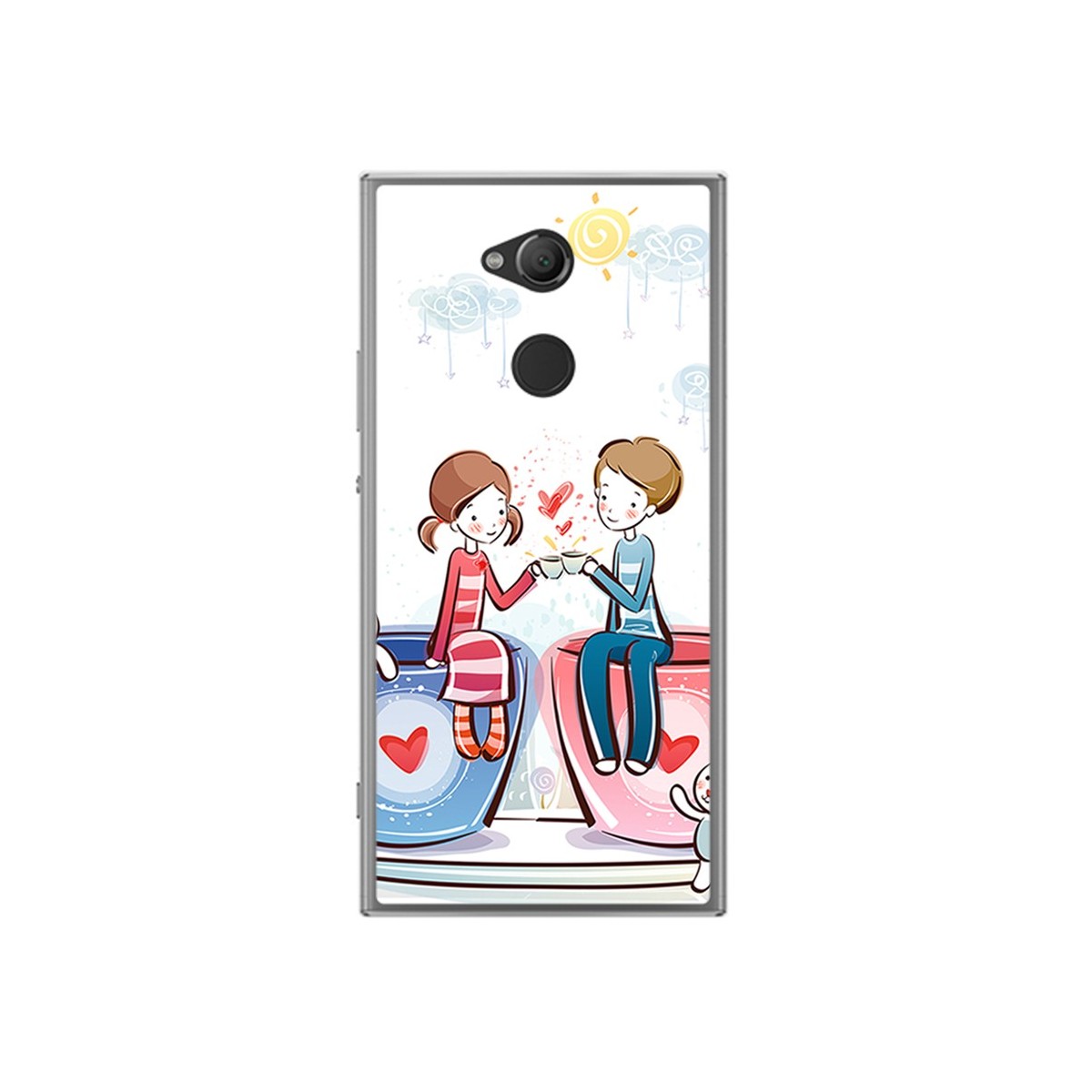 Funda Gel Tpu para Sony Xperia XA2 Diseño Cafe Dibujos