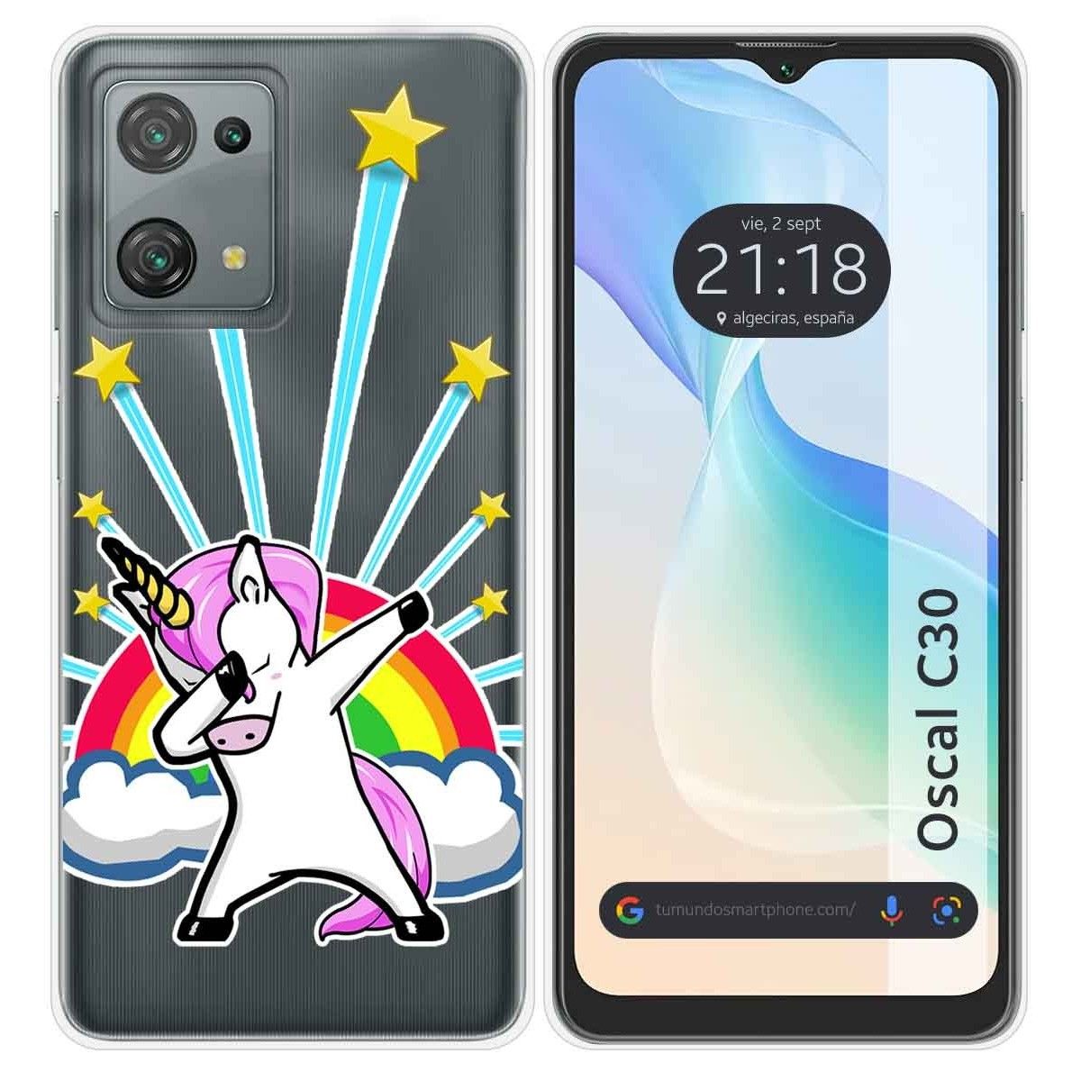 Funda Silicona Transparente para Blackview Oscal C30 / C30 Pro diseño Unicornio Dibujos