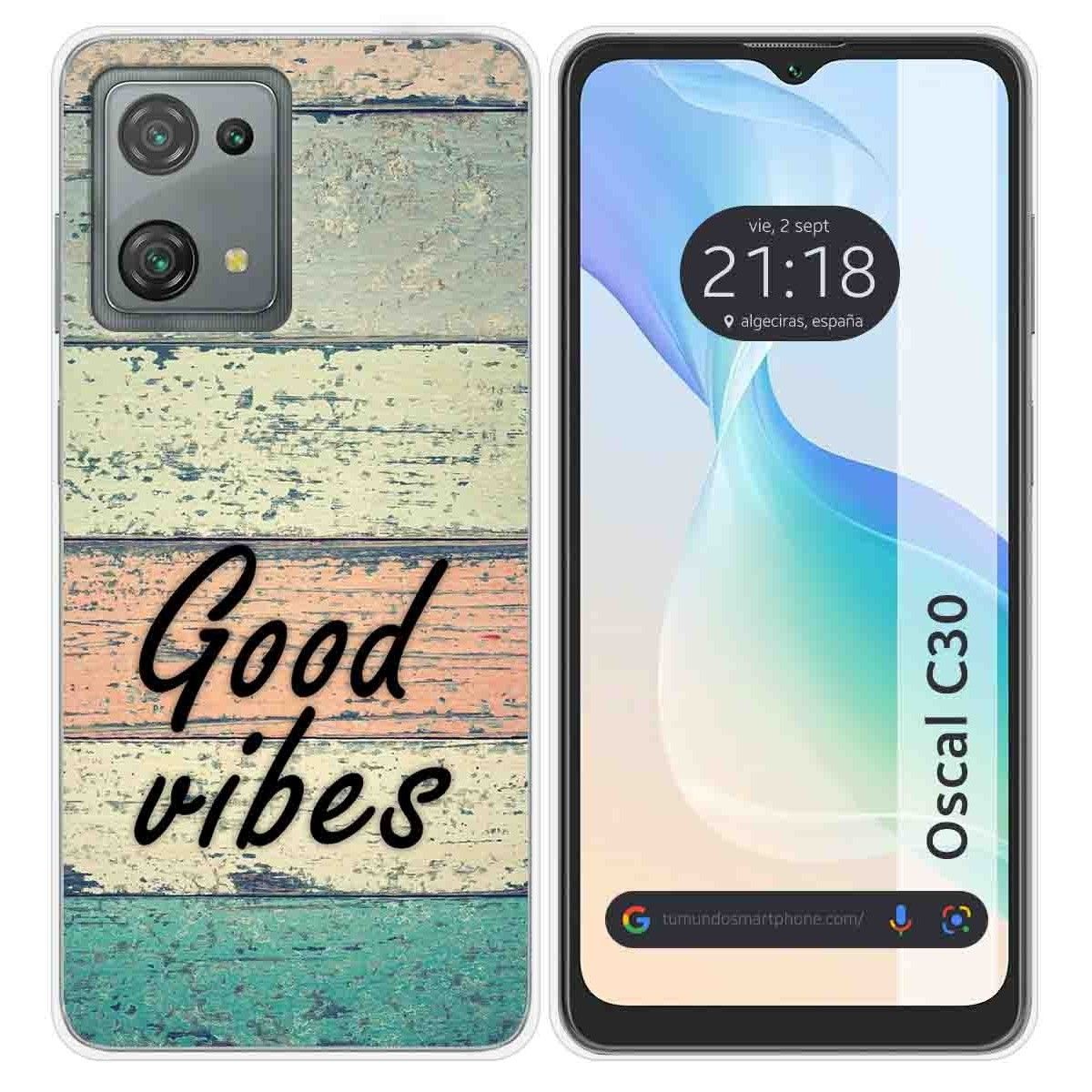 Funda Silicona para Blackview Oscal C30 / C30 Pro diseño Madera 01 Dibujos