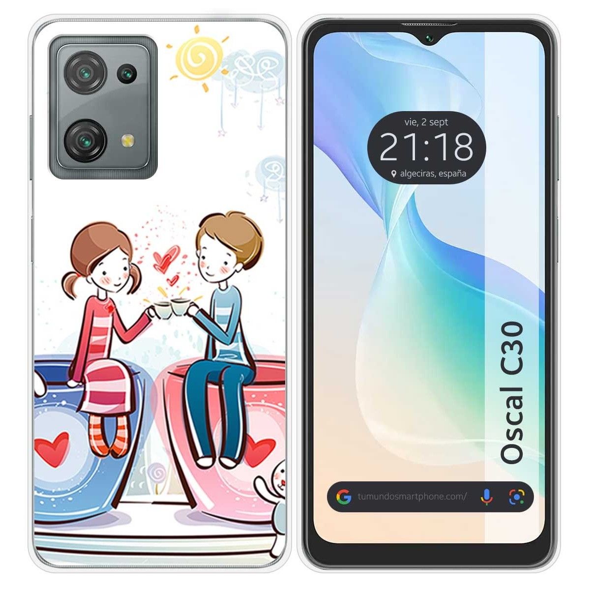 Funda Silicona para Blackview Oscal C30 / C30 Pro diseño Café Dibujos