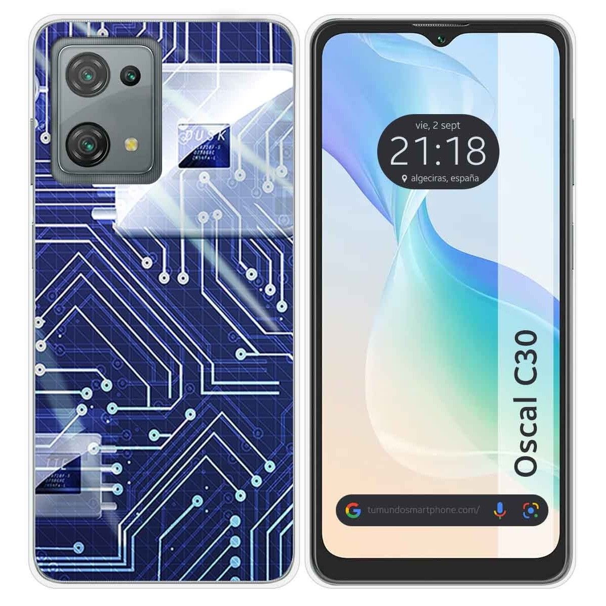 Funda Silicona para Blackview Oscal C30 / C30 Pro diseño Circuito Dibujos
