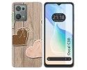 Funda Silicona para Blackview Oscal C30 / C30 Pro diseño Corazones Madera Dibujos