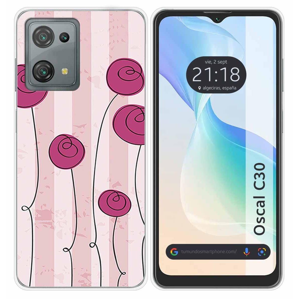 Funda Silicona para Blackview Oscal C30 / C30 Pro diseño Flores Vintage Dibujos
