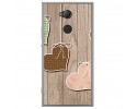 Funda Gel Tpu para Sony Xperia XA2 Diseño Corazones Madera Dibujos