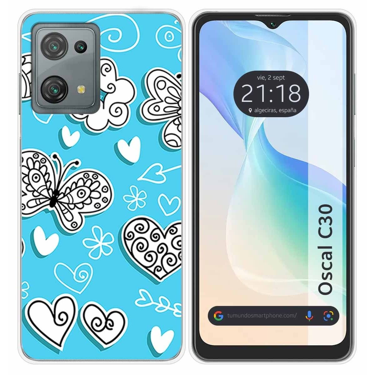 Funda Silicona para Blackview Oscal C30 / C30 Pro diseño Mariposas Dibujos