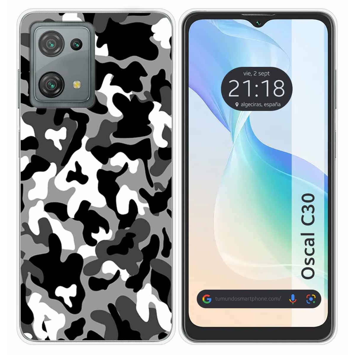 Funda Silicona para Blackview Oscal C30 / C30 Pro diseño Snow Camuflaje Dibujos