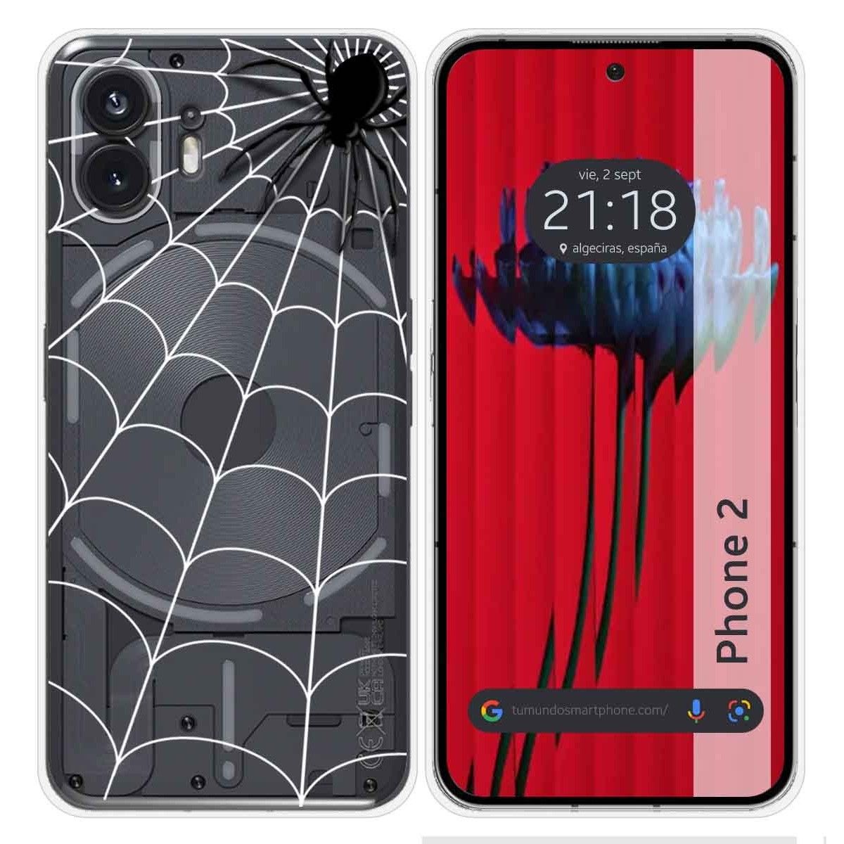Funda Silicona Transparente para Nothing Phone 2 5G diseño Araña Dibujos