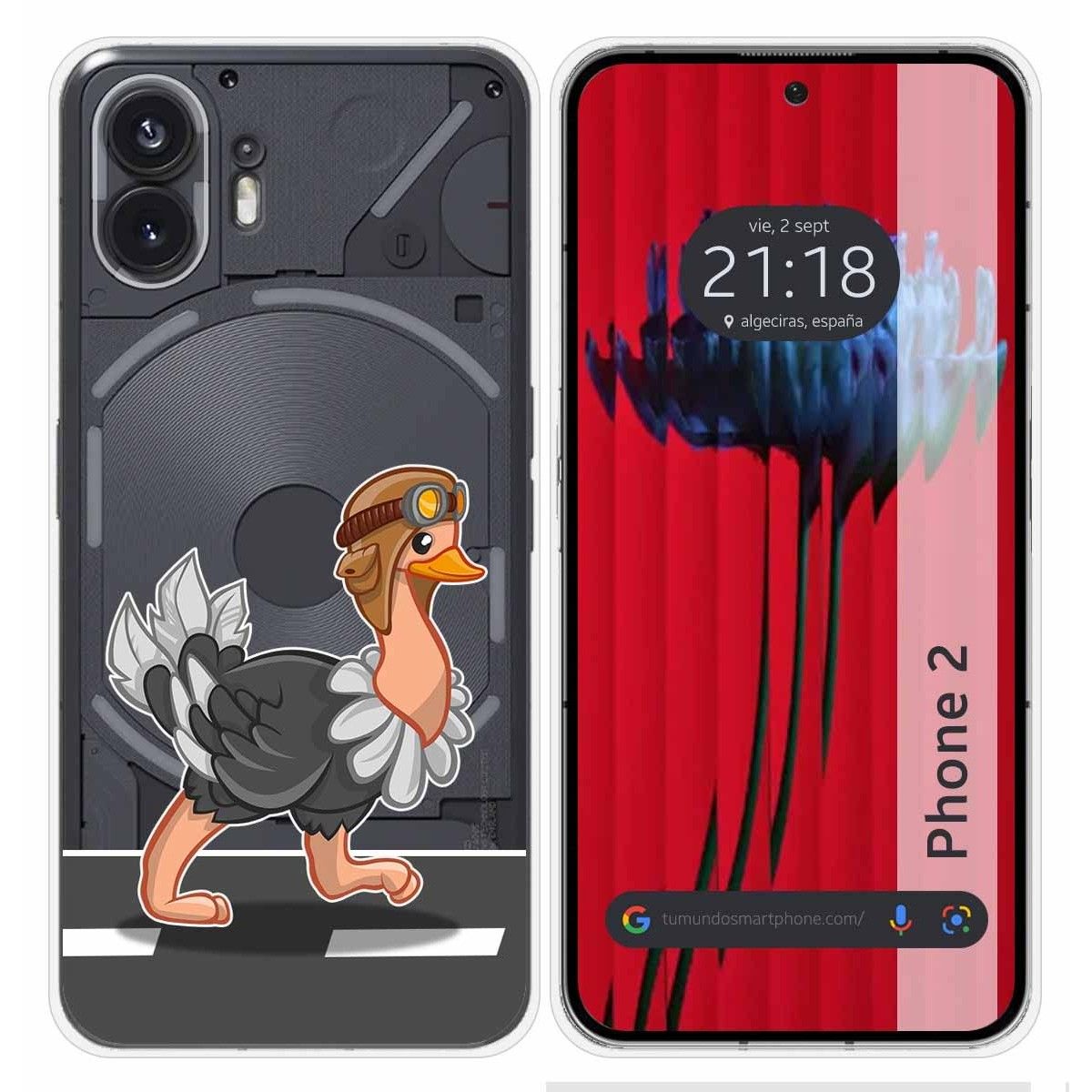 Funda Silicona Transparente para Nothing Phone 2 5G diseño Avestruz Dibujos
