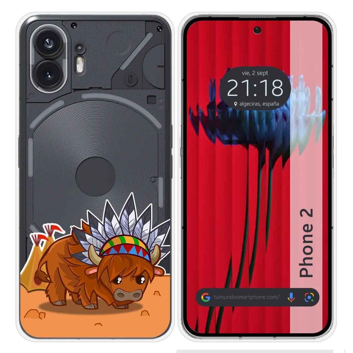 Funda Silicona Transparente para Nothing Phone 2 5G diseño Bufalo Dibujos
