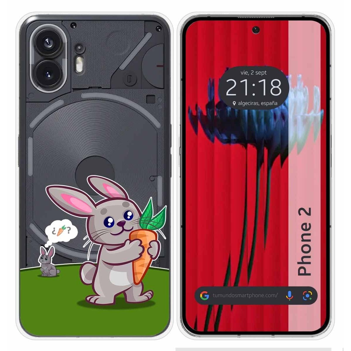 Funda Silicona Transparente para Nothing Phone 2 5G diseño Conejo Dibujos