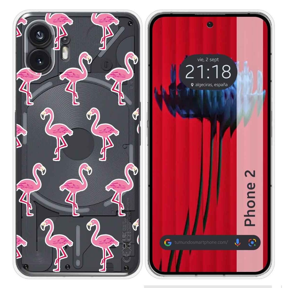 Funda Silicona Transparente para Nothing Phone 2 5G diseño Flamenco Dibujos