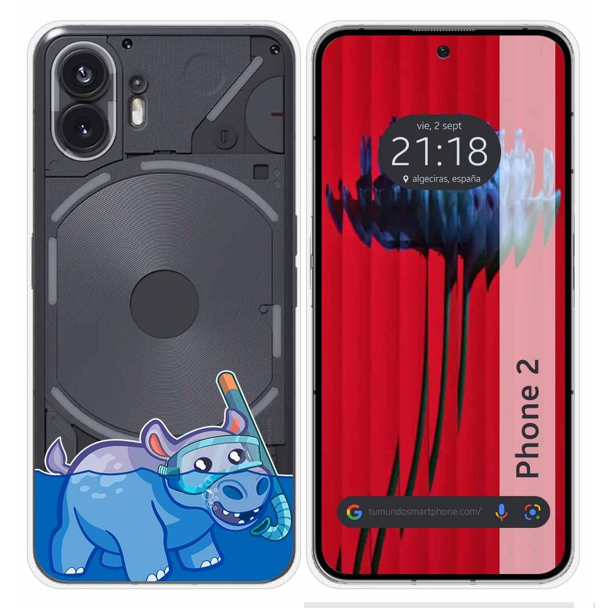 Funda Silicona Transparente para Nothing Phone 2 5G diseño Hipo Dibujos