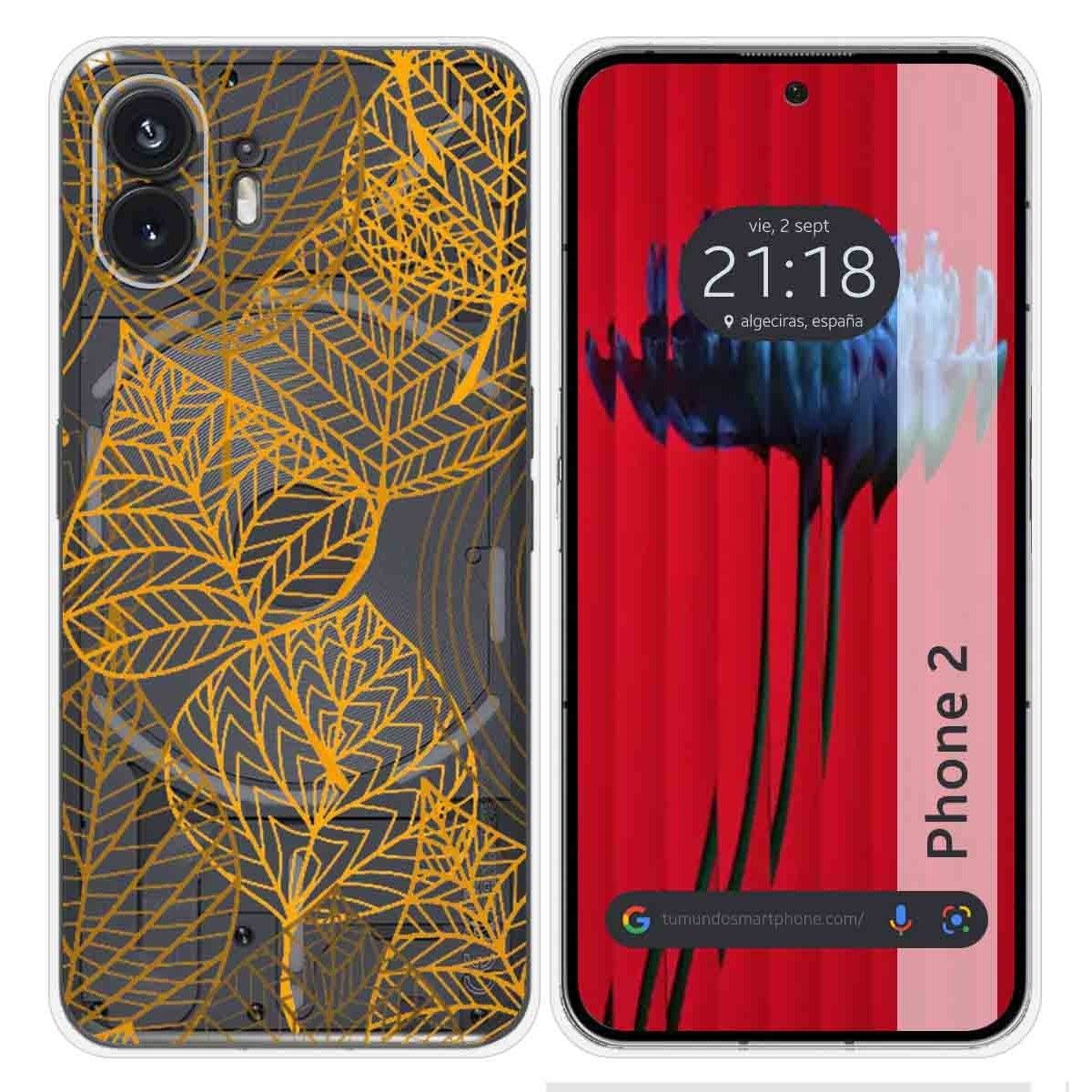 Funda Silicona Transparente para Nothing Phone 2 5G diseño Hojas Dibujos