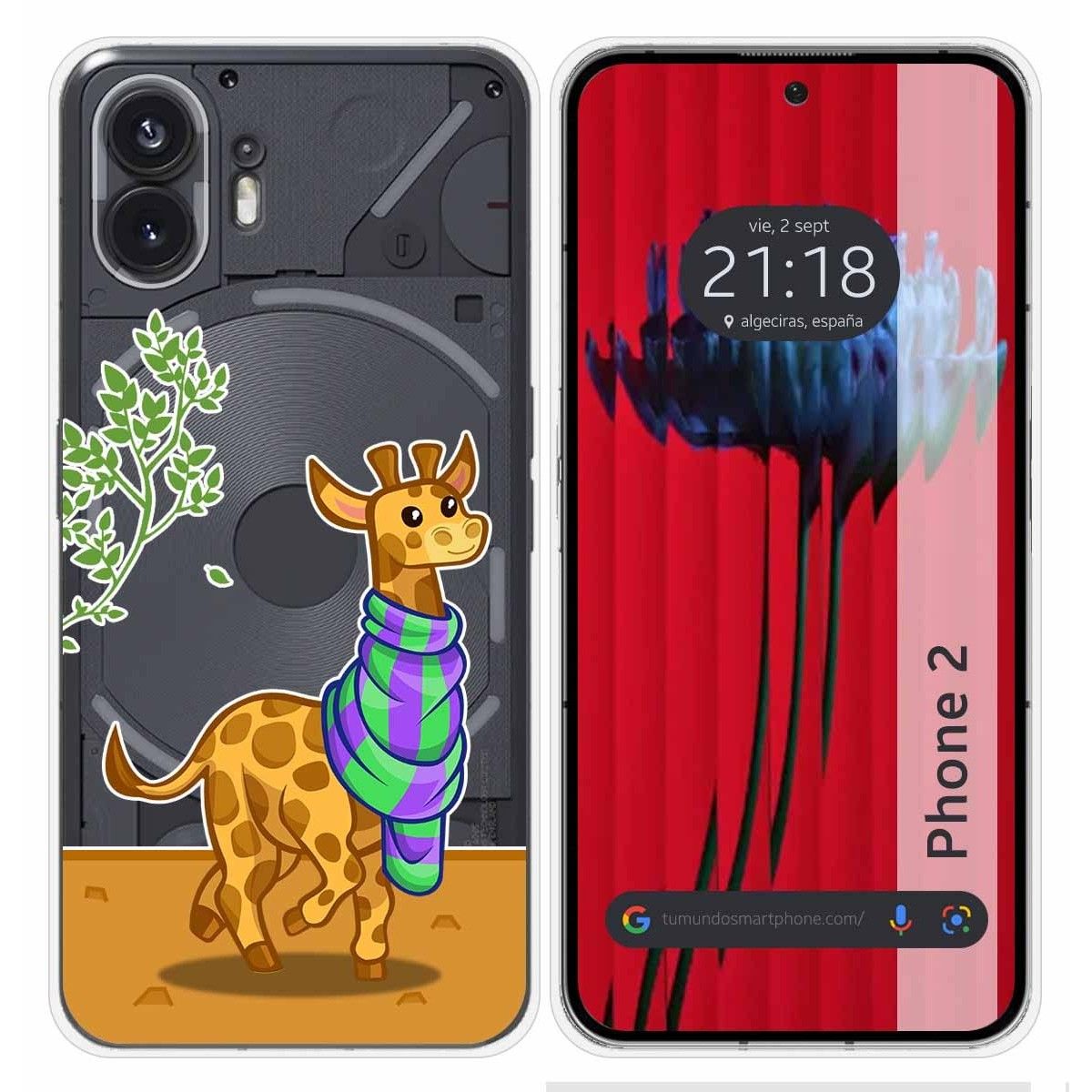 Funda Silicona Transparente para Nothing Phone 2 5G diseño Jirafa Dibujos