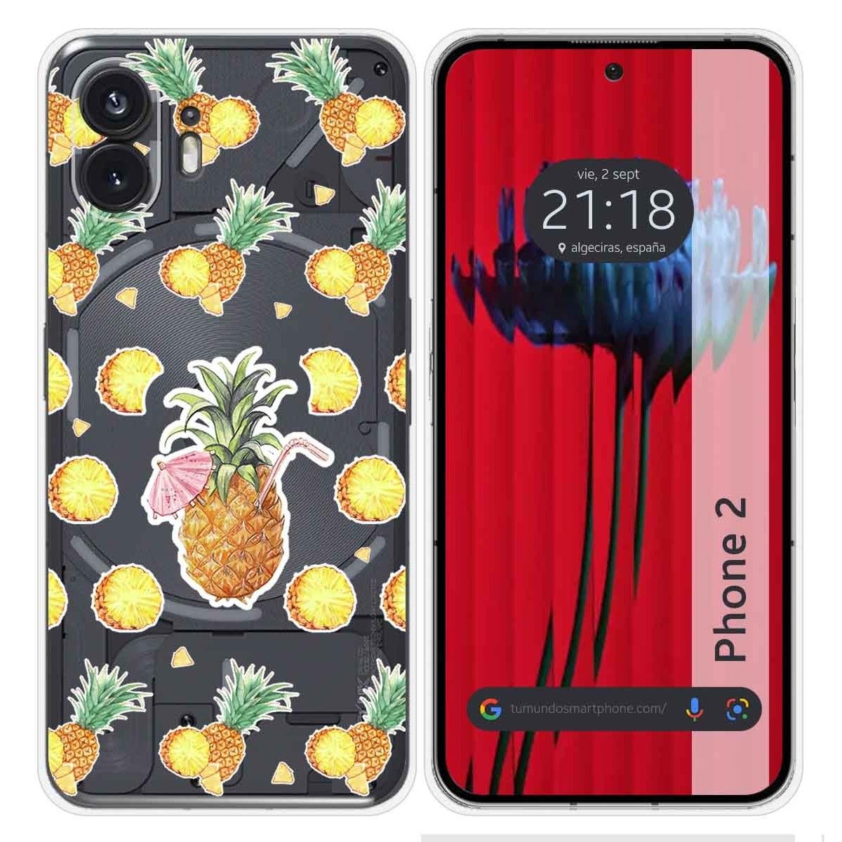 Funda Silicona Transparente para Nothing Phone 2 5G diseño Piña Dibujos