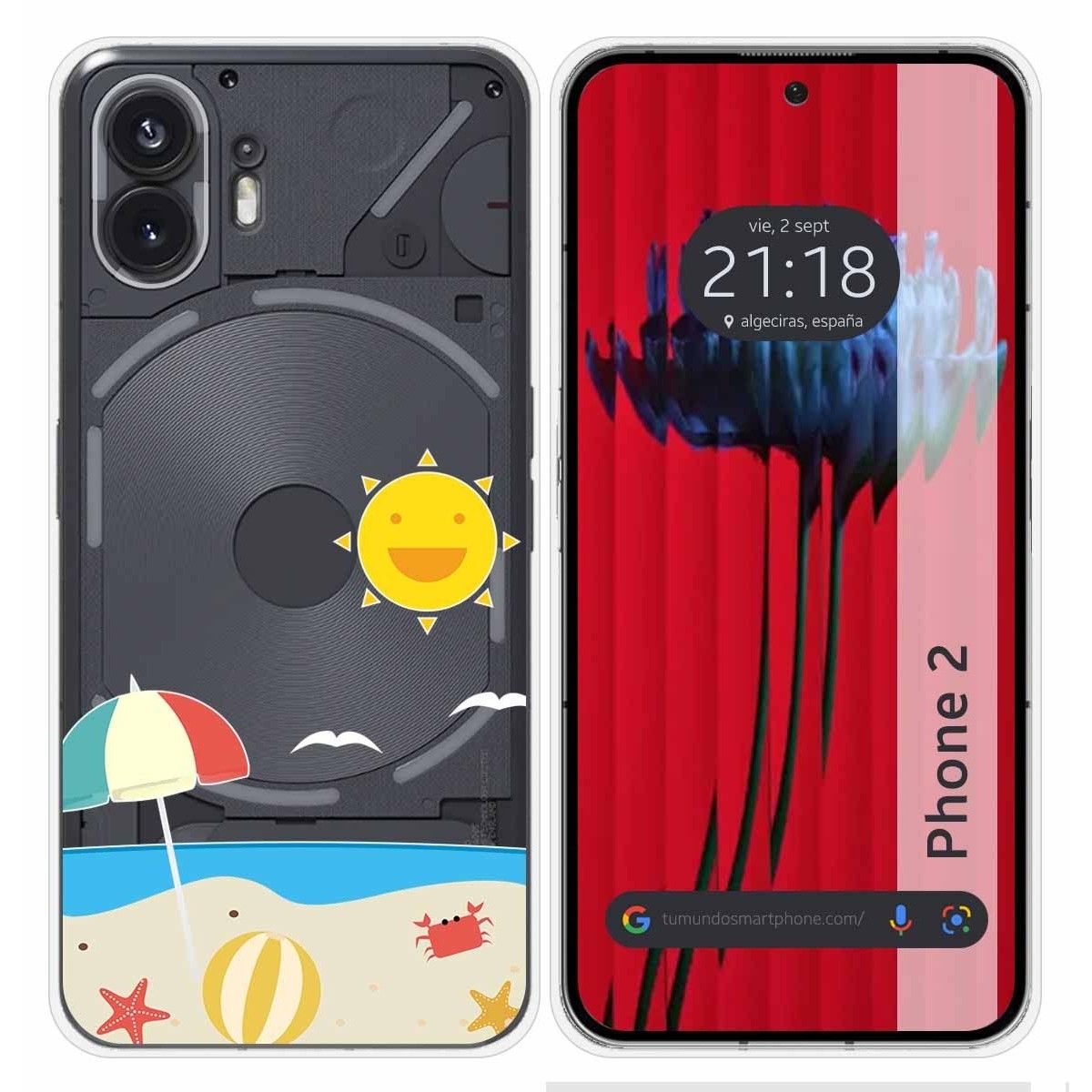 Funda Silicona Transparente para Nothing Phone 2 5G diseño Playa Dibujos