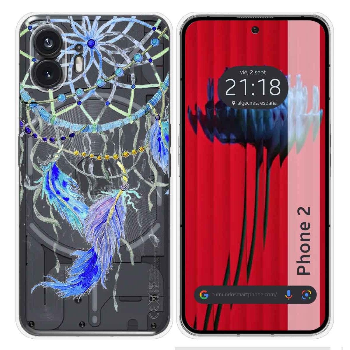 Funda Silicona Transparente para Nothing Phone 2 5G diseño Plumas Dibujos