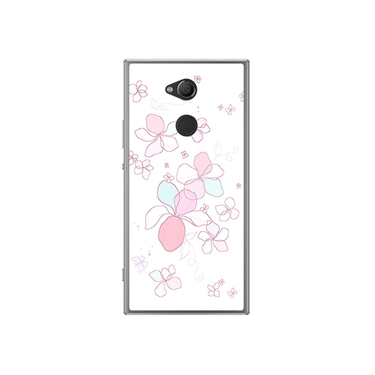 Funda Gel Tpu para Sony Xperia XA2 Diseño Flores Minimal Dibujos