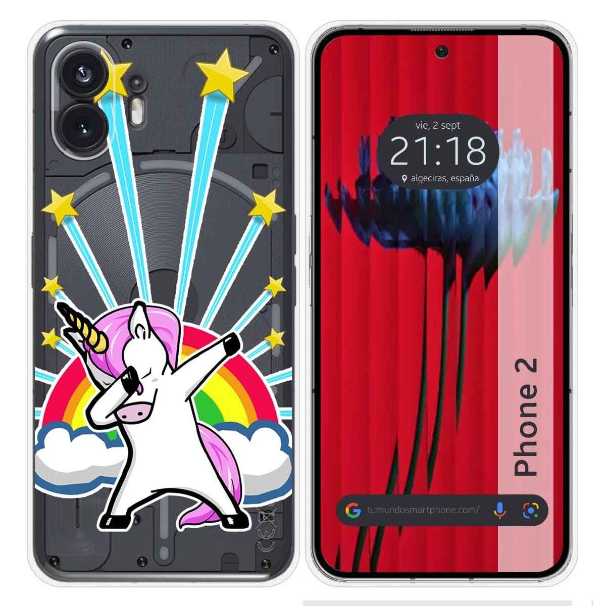 Funda Silicona Transparente para Nothing Phone 2 5G diseño Unicornio Dibujos