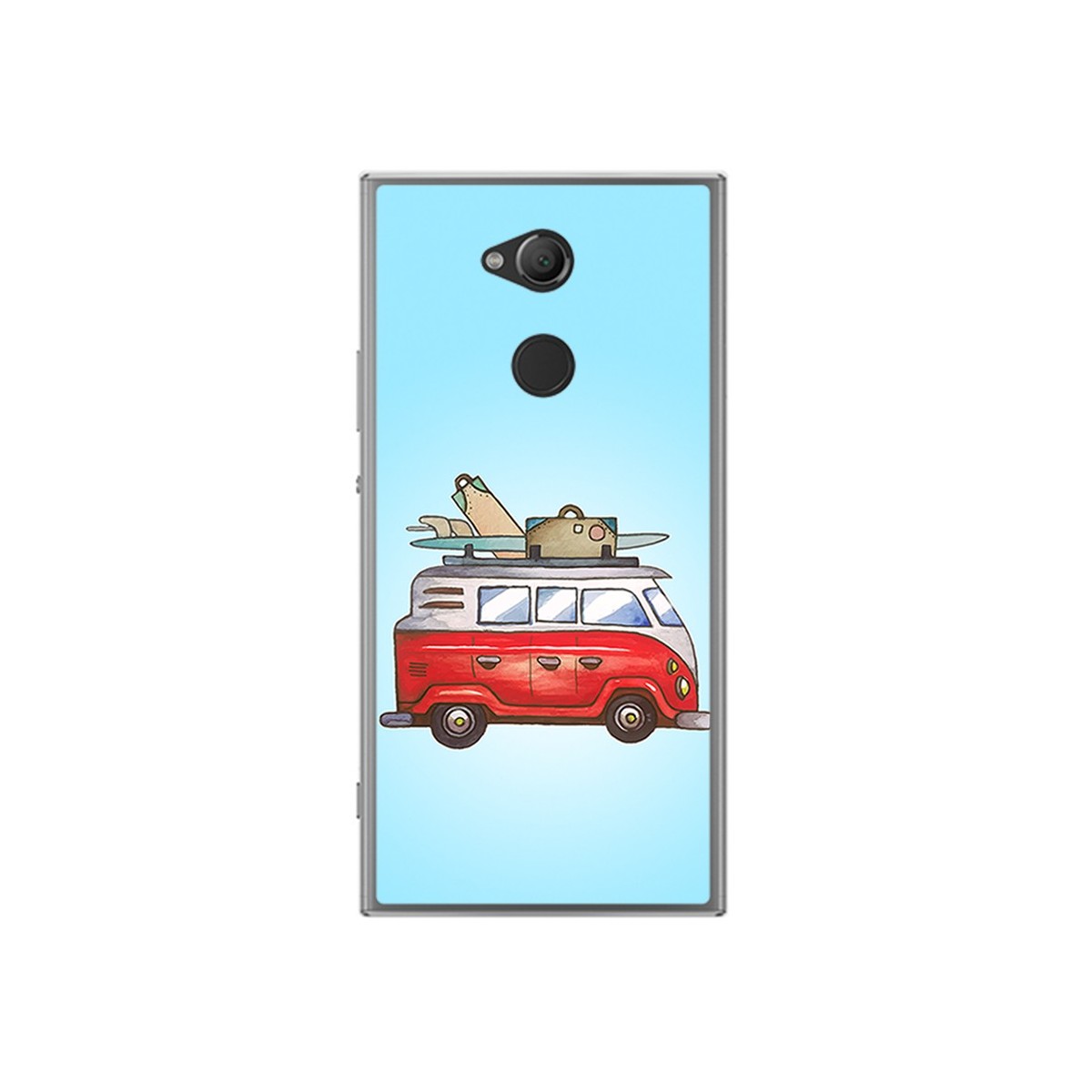 Funda Gel Tpu para Sony Xperia XA2 Diseño Furgoneta Dibujos