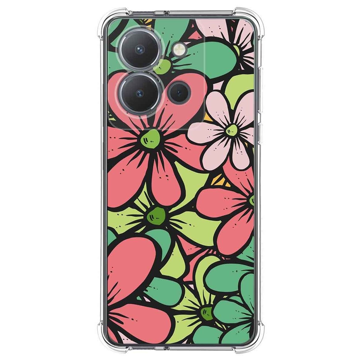 Funda Silicona Antigolpes para Vivo Y36 4G / 5G diseño Flores 02 Dibujos