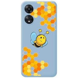Funda Silicona Líquida Azul para Oppo A78 4G diseño Abeja Dibujos