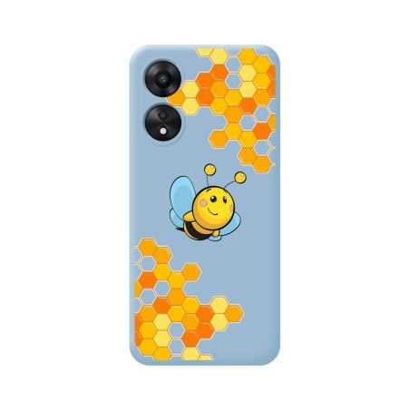 Funda Silicona Líquida Azul para Oppo A78 4G diseño Abeja Dibujos