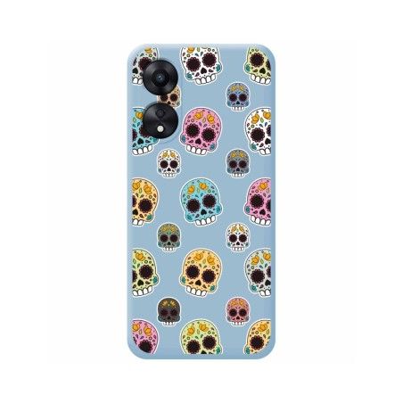 Funda Silicona Líquida Azul para Oppo A78 4G diseño Catrina Dibujos