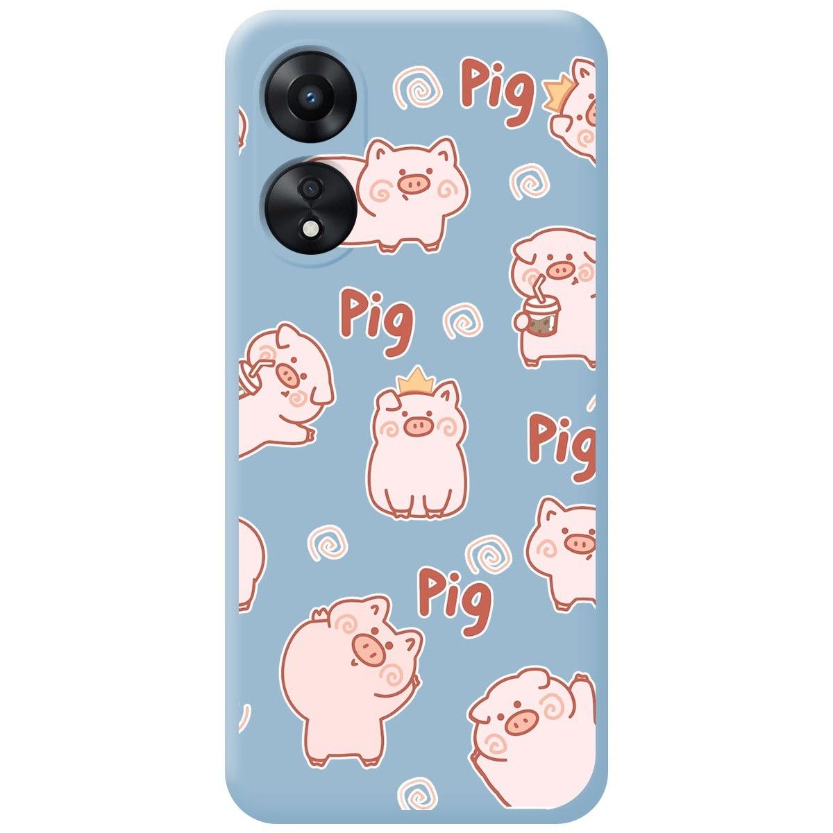 Funda Silicona Líquida Azul para Oppo A78 4G diseño Cerdos Dibujos