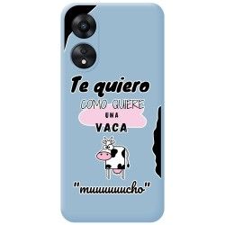 Funda Silicona Líquida Azul para Oppo A78 4G diseño Vaca Dibujos