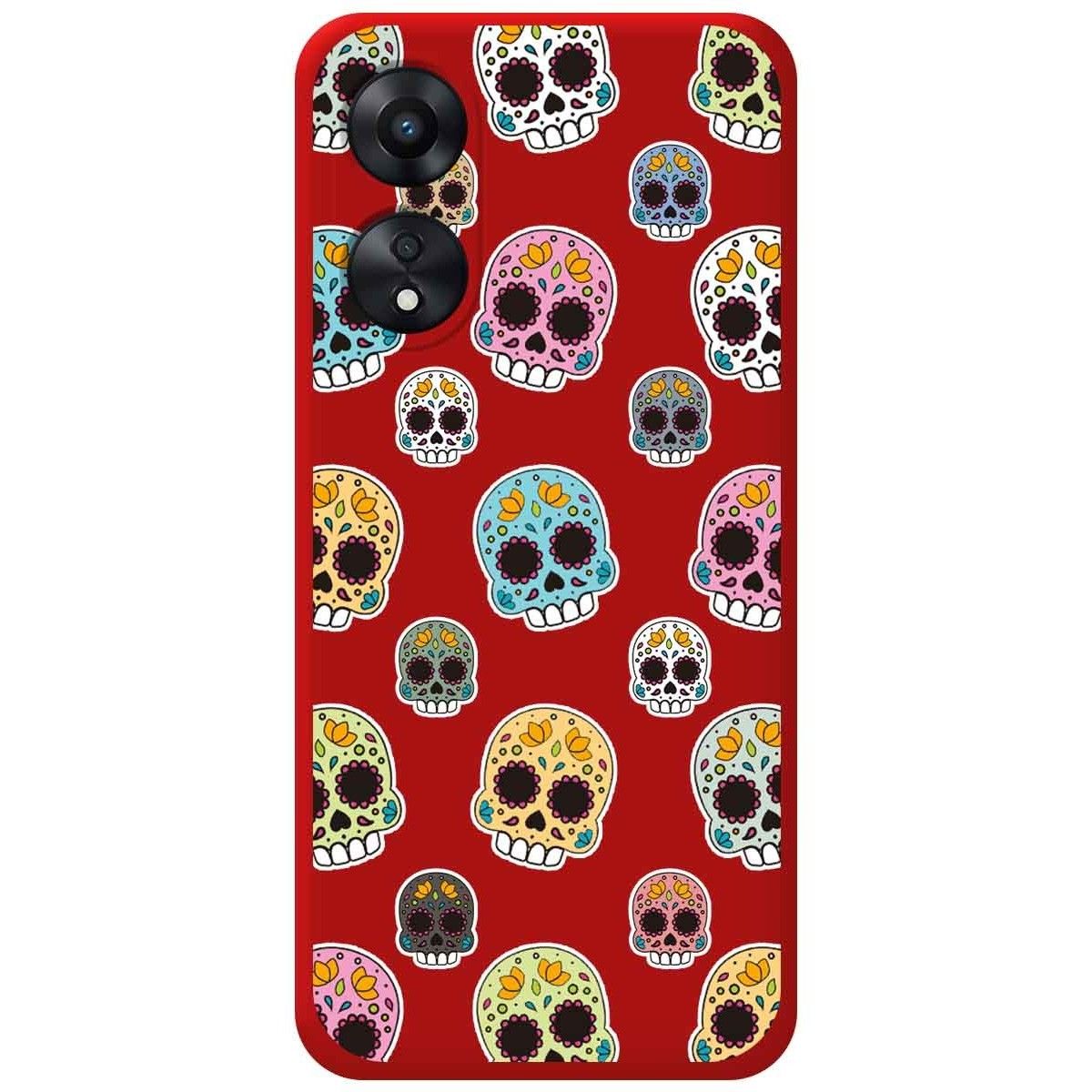 Funda Silicona Líquida Roja para Oppo A78 4G diseño Catrina Dibujos