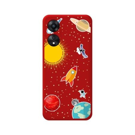 Funda Silicona Líquida Roja para Oppo A78 4G diseño Espacio Dibujos