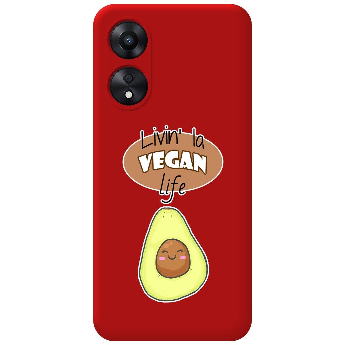 Funda Silicona Líquida Roja para Oppo A78 4G diseño Vegan Life Dibujos