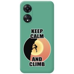 Funda Silicona Líquida Verde para Oppo A78 4G diseño Hombre Escalada Dibujos