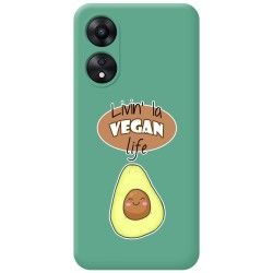 Funda Silicona Líquida Verde para Oppo A78 4G diseño Vegan Life Dibujos