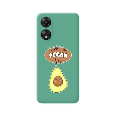Funda Silicona Líquida Verde para Oppo A78 4G diseño Vegan Life Dibujos