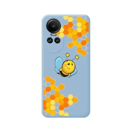 Funda Silicona Líquida Azul para Oppo Reno 10 5G / 10 Pro 5G diseño Abeja Dibujos