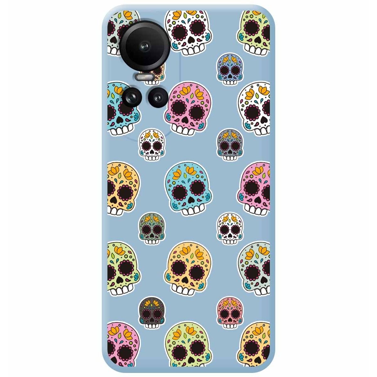 Funda Silicona Líquida Azul para Oppo Reno 10 5G / 10 Pro 5G diseño Catrina Dibujos
