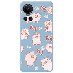 Funda Silicona Líquida Azul para Oppo Reno 10 5G / 10 Pro 5G diseño Cerdos Dibujos