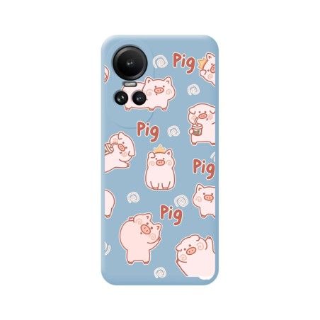 Funda Silicona Líquida Azul para Oppo Reno 10 5G / 10 Pro 5G diseño Cerdos Dibujos