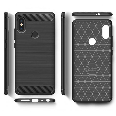 Funda Gel Tpu Tipo Carbon Negra para Xiaomi Redmi Note 5 / Note 5 Pro
