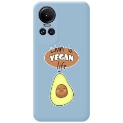 Funda Silicona Líquida Azul para Oppo Reno 10 5G / 10 Pro 5G diseño Vegan Life Dibujos