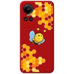 Funda Silicona Líquida Roja para Oppo Reno 10 5G / 10 Pro 5G diseño Abeja Dibujos