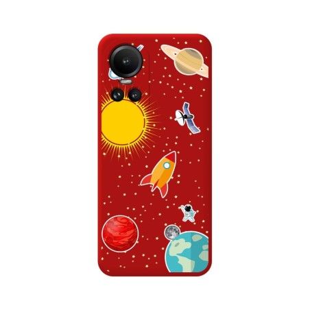 Funda Silicona Líquida Roja para Oppo Reno 10 5G / 10 Pro 5G diseño Espacio Dibujos