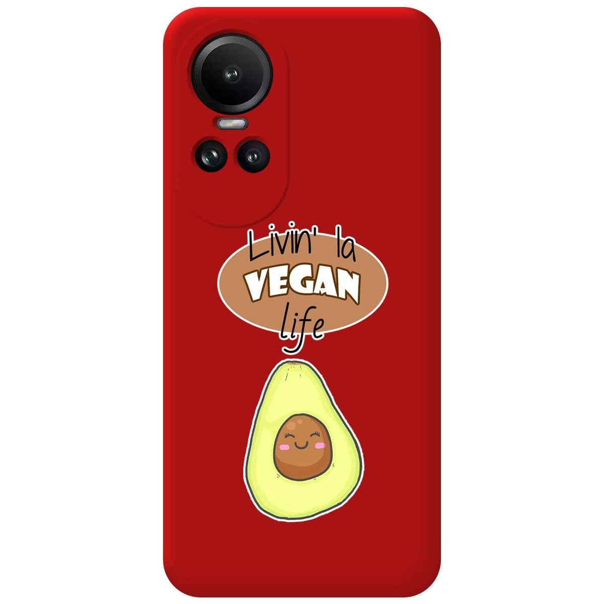 Funda Silicona Líquida Roja para Oppo Reno 10 5G / 10 Pro 5G diseño Vegan Life Dibujos