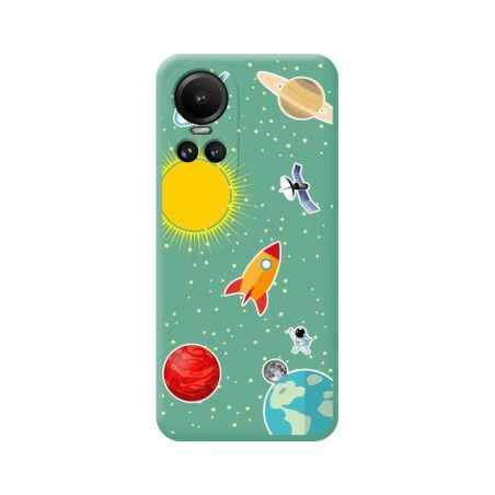 Funda Silicona Líquida Verde para Oppo Reno 10 5G / 10 Pro 5G diseño Espacio Dibujos