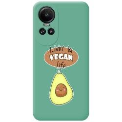 Funda Silicona Líquida Verde para Oppo Reno 10 5G / 10 Pro 5G diseño Vegan Life Dibujos